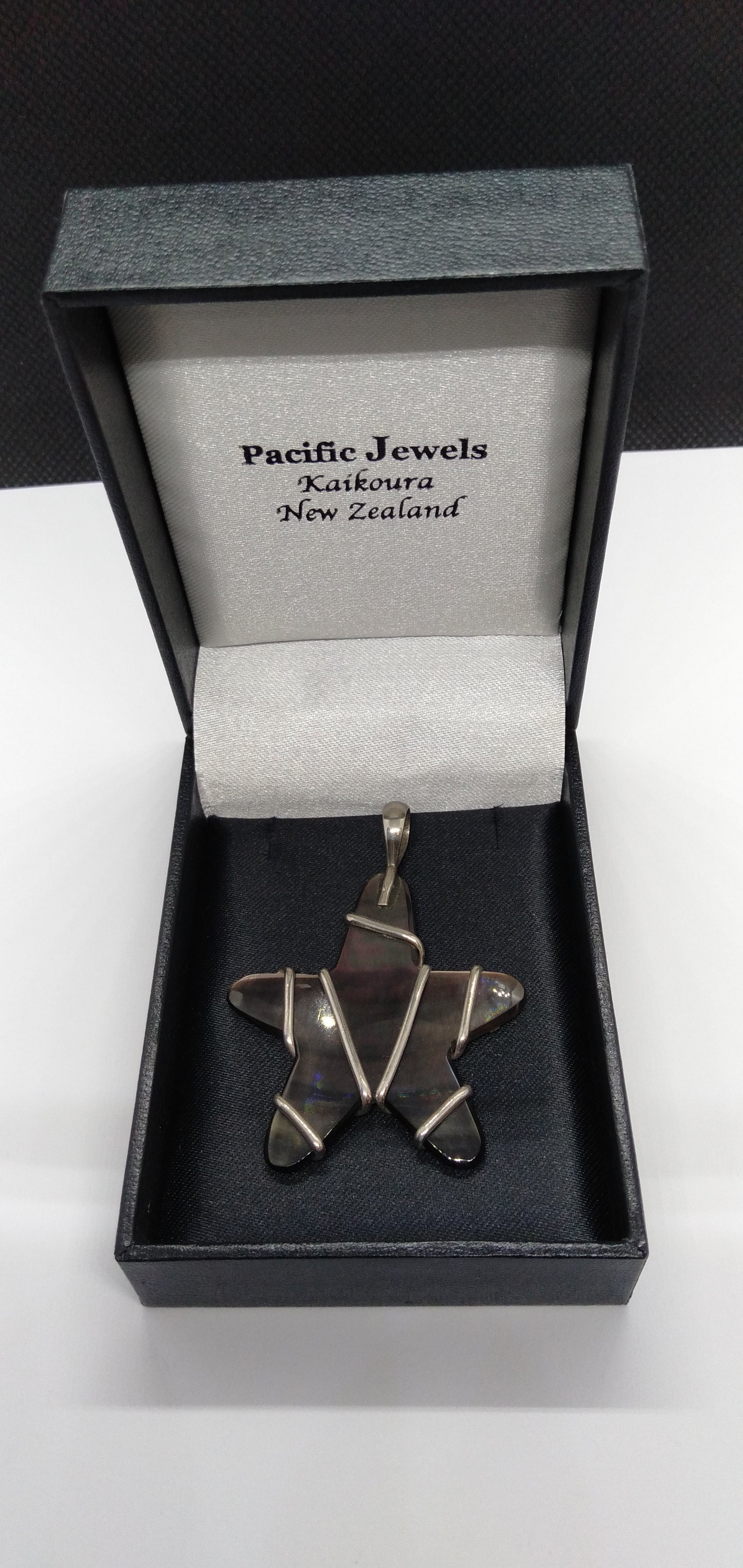 Mother Of Pearl Black 'Star' Pendant from Pacific Jewel - Southern Paua New Zealand