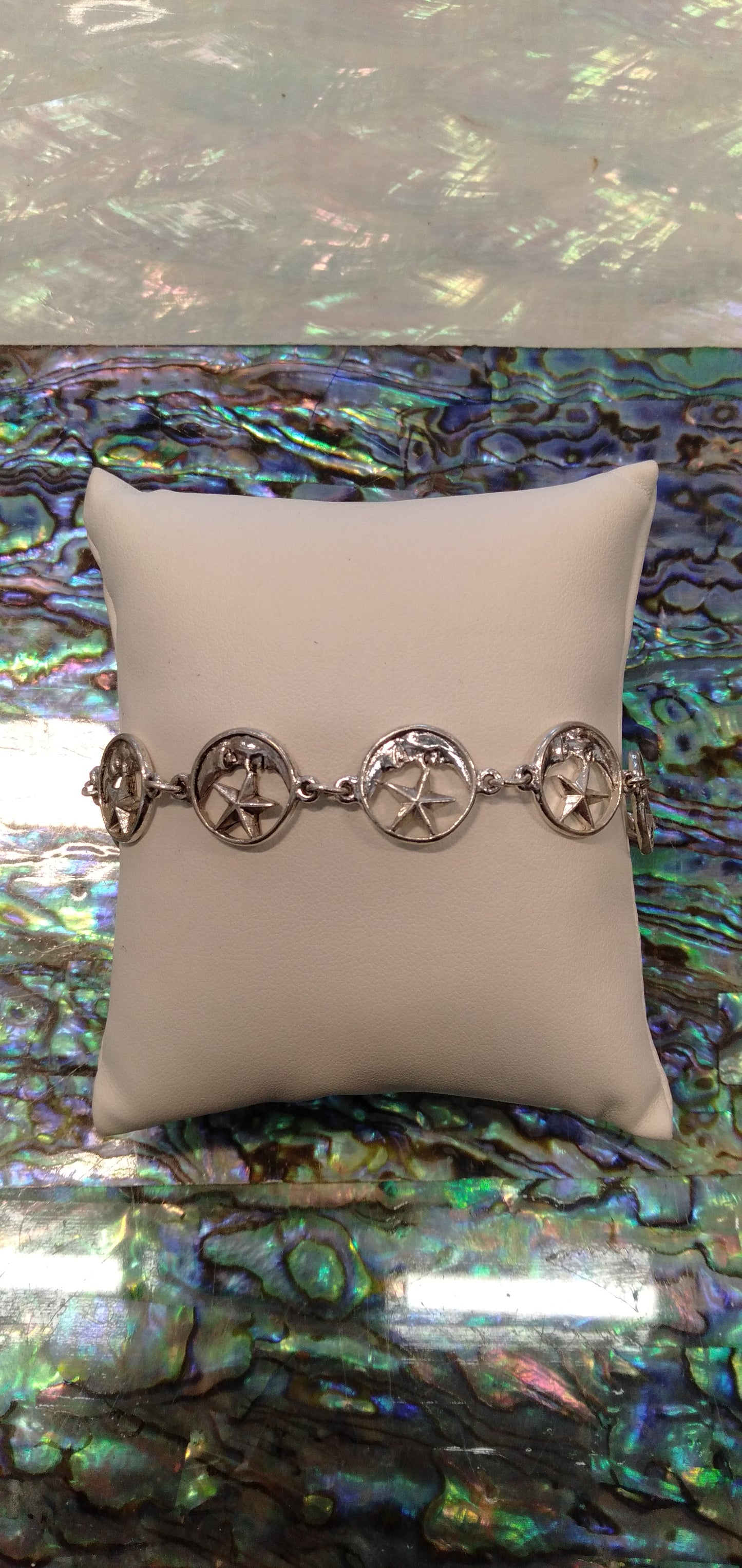 Silver Moon & Stars Bracelet from Pacific Jewel - Southern Paua New Zealand