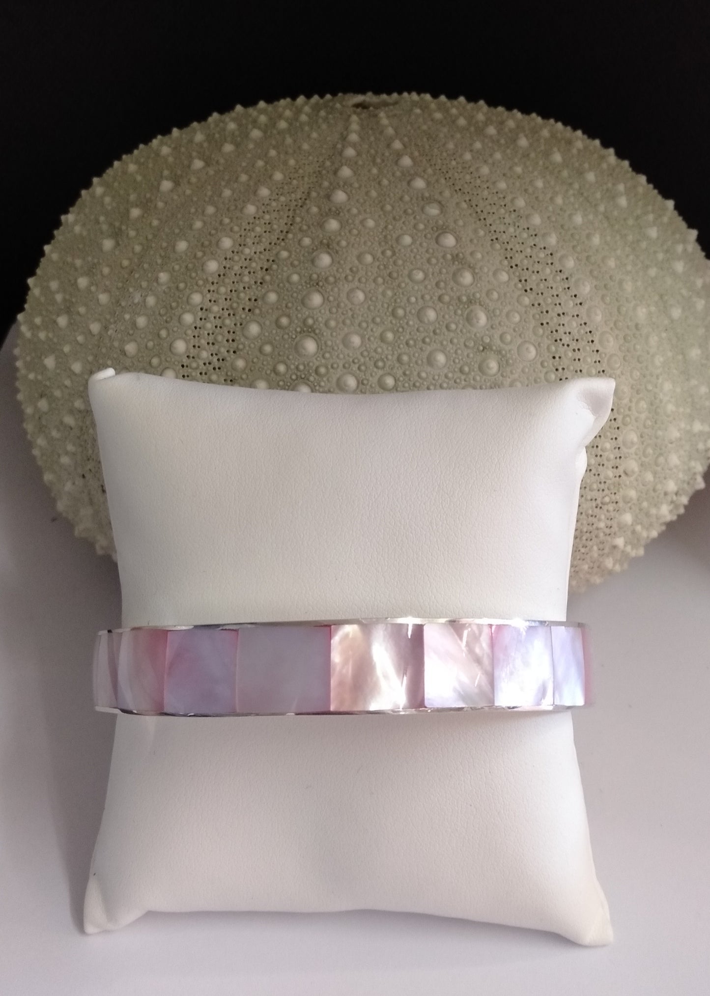 Sterling Silver 925 Pink Mussel Shell Bangle from Pacific Jewel - Southern Paua New Zealand