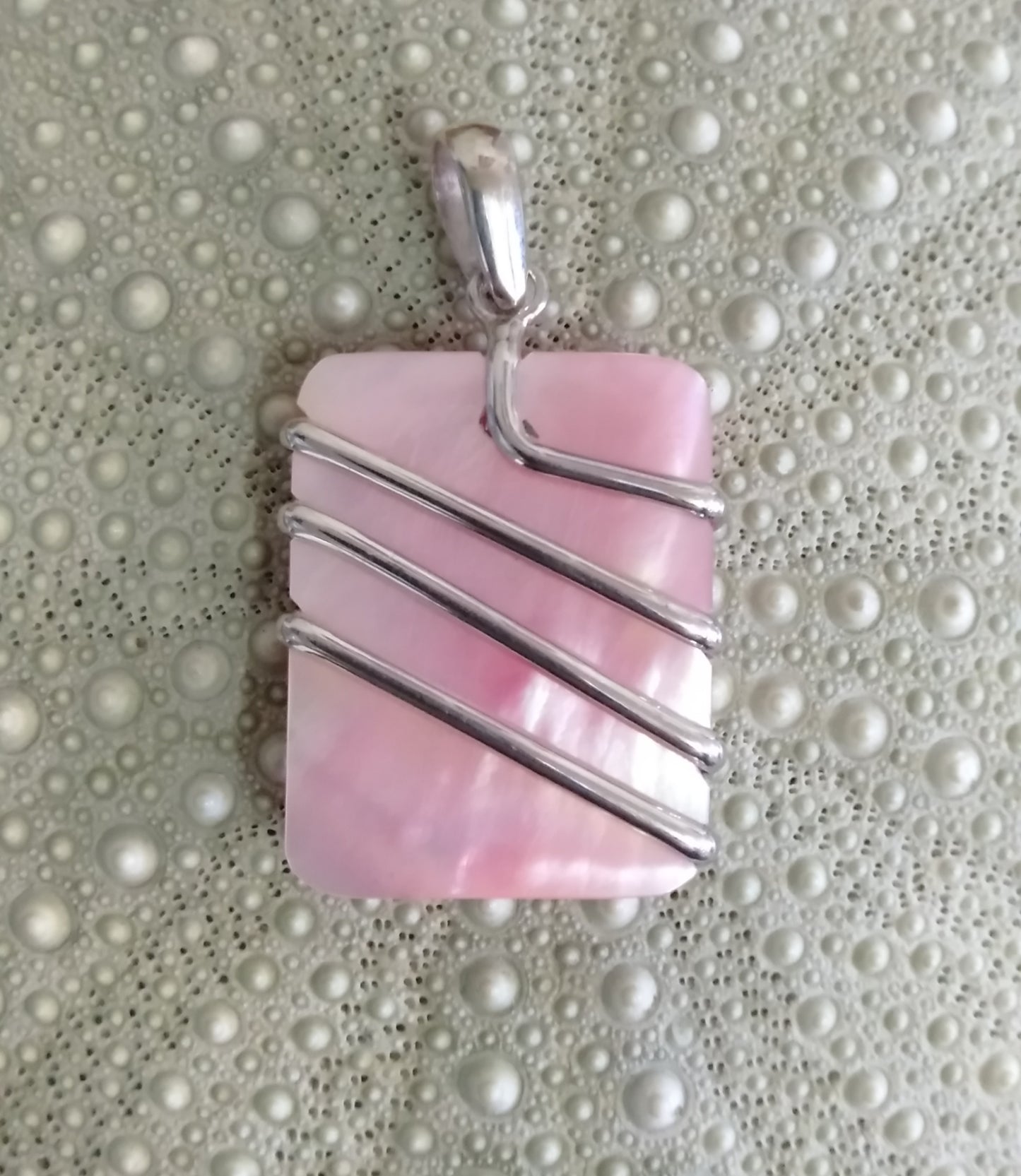 Rectangle Pink Shell Pendant from Pacific Jewel - Southern Paua New Zealand