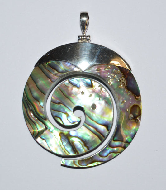 Paua 'Koru' Pendant from Pacific Jewel - Southern Paua New Zealand