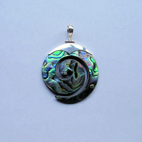 Paua 'Koru' Pendant from Pacific Jewel - Southern Paua New Zealand