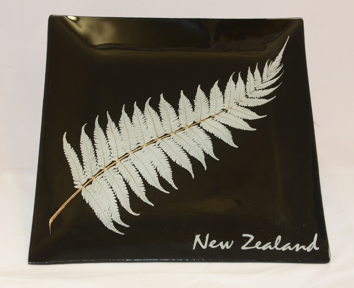 NZ Glass Plate - Silver Fern from Pacific Jewel - Southern Paua New Zealand