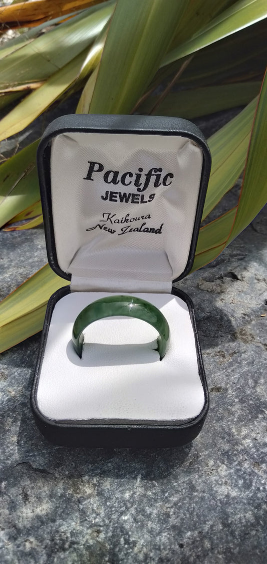 Greenstone Ring Wide Band from Pacific Jewel - Southern Paua New Zealand