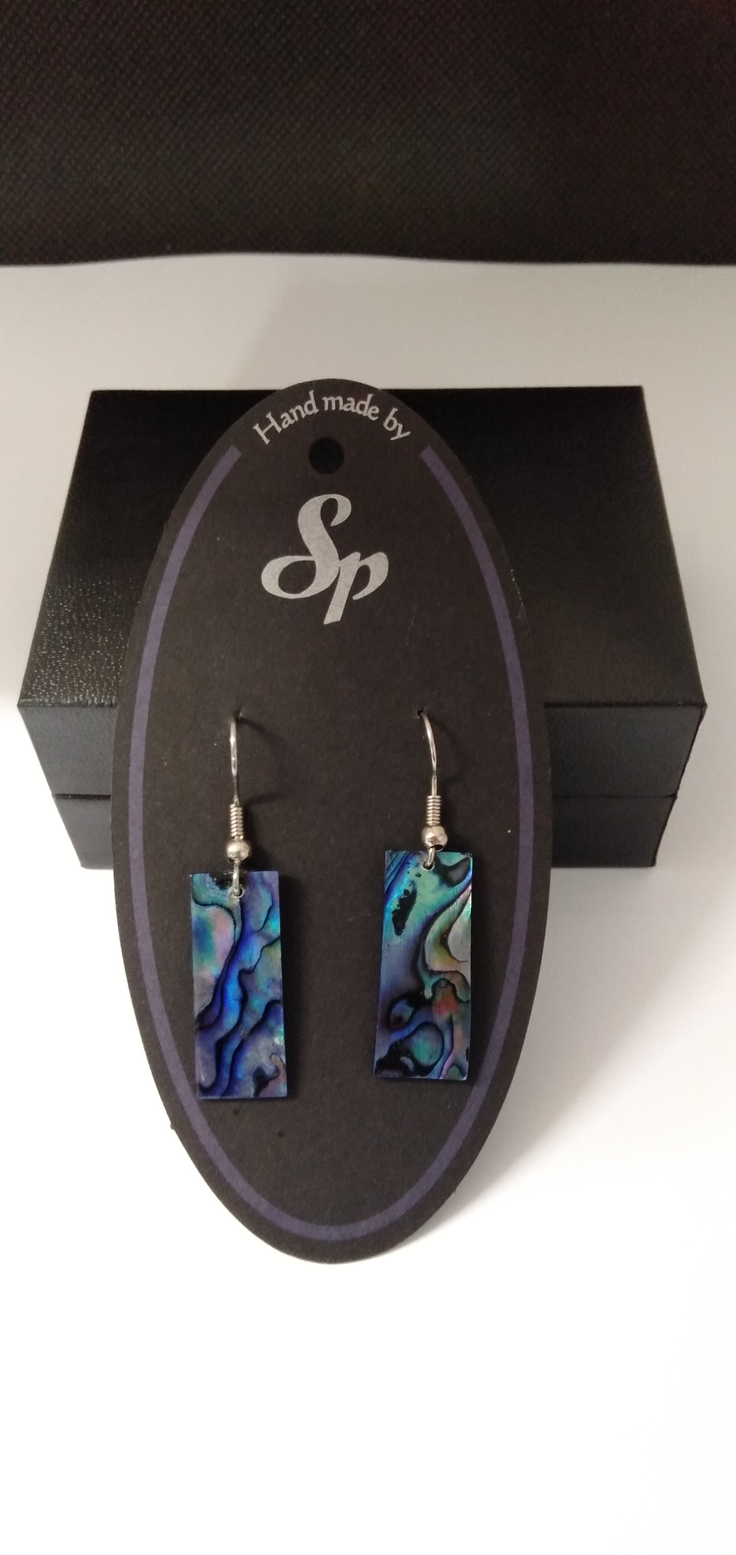 Paua Rectangle Dangly Earrings from Pacific Jewel - Southern Paua New Zealand