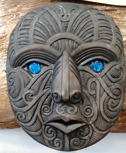 Maori Resin Mask, Wall hanging from Pacific Jewel - Southern Paua New Zealand