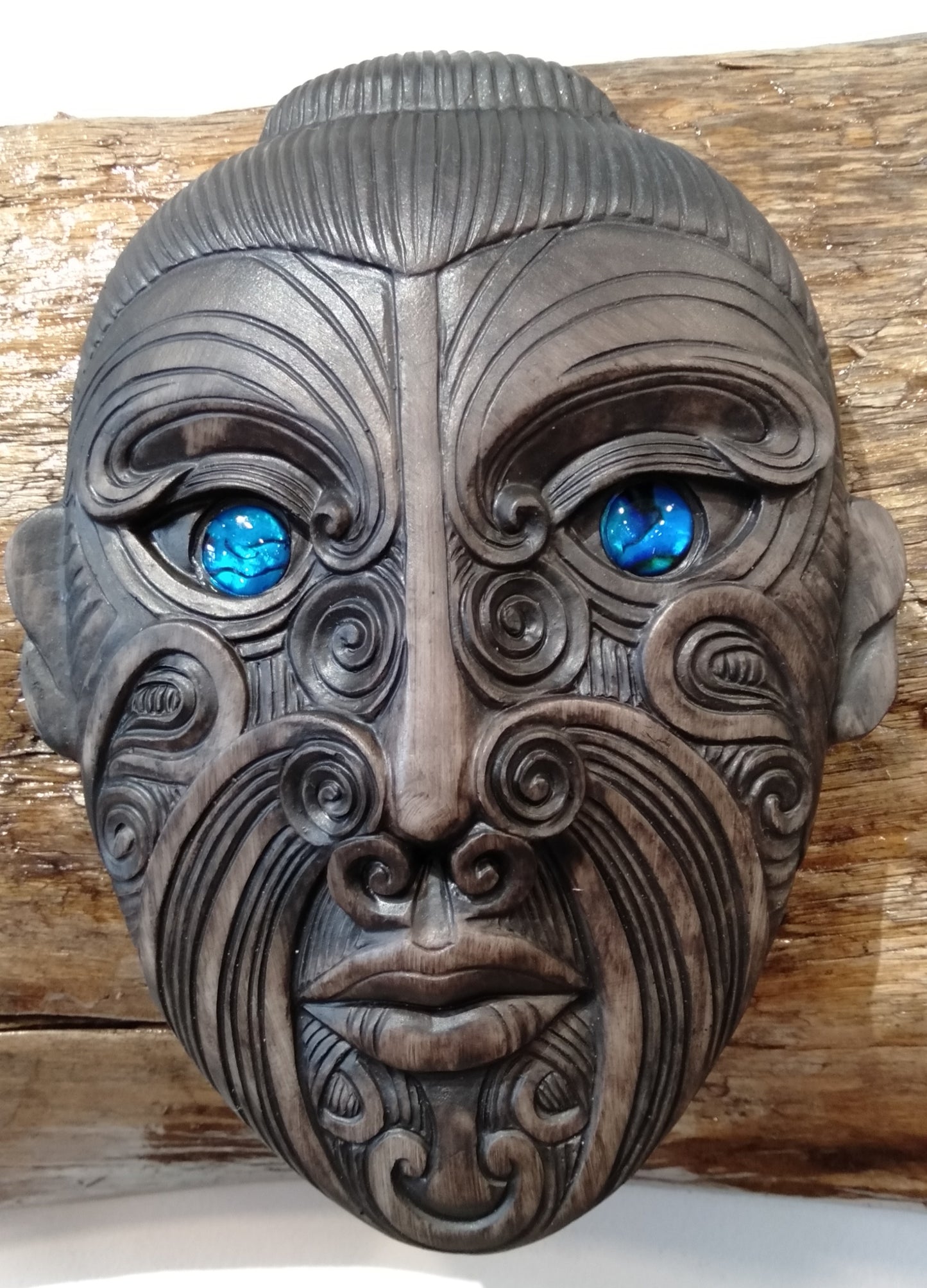 Maori Resin Mask, Wall Hanging from Pacific Jewel - Southern Paua New Zealand