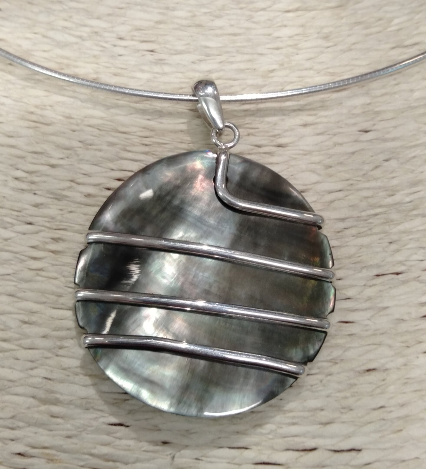 Sterling Silver Black Mother of Pearl Pendant from Pacific Jewel - Southern Paua New Zealand
