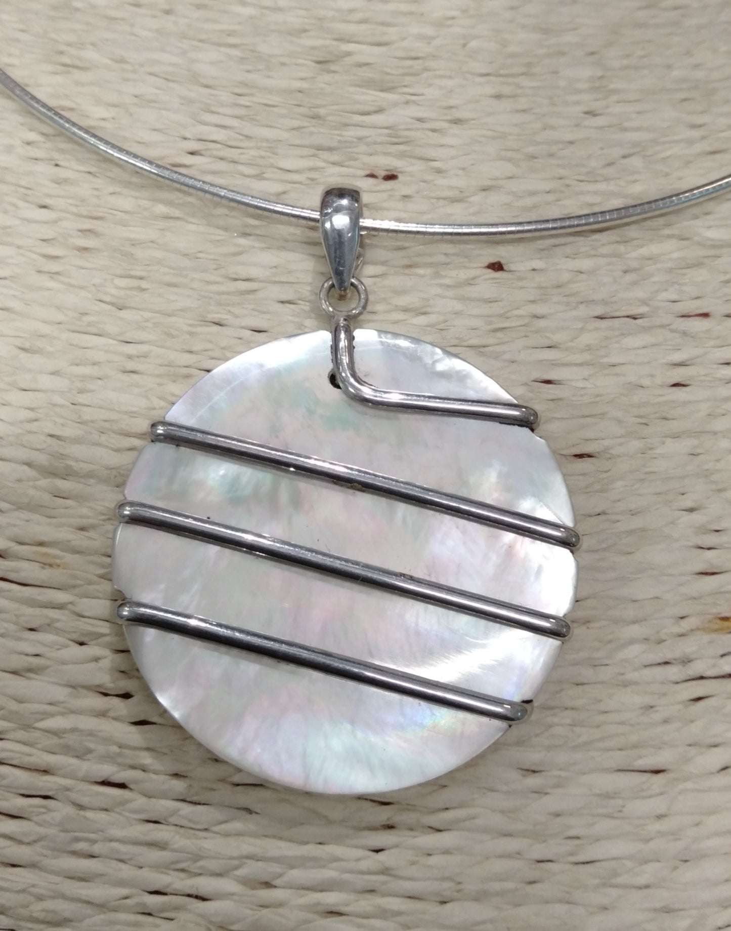 Sterling Silver Mother of Pearl Pendant from Pacific Jewel - Southern Paua New Zealand