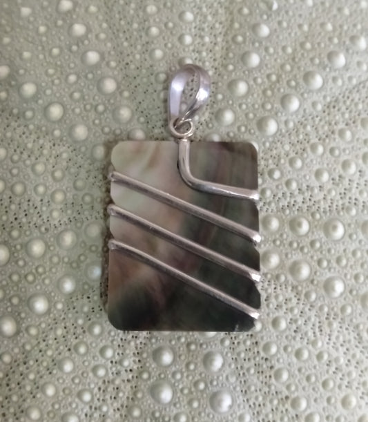 Rectangle Black Mother Of Pearl Pendant from Pacific Jewel - Southern Paua New Zealand