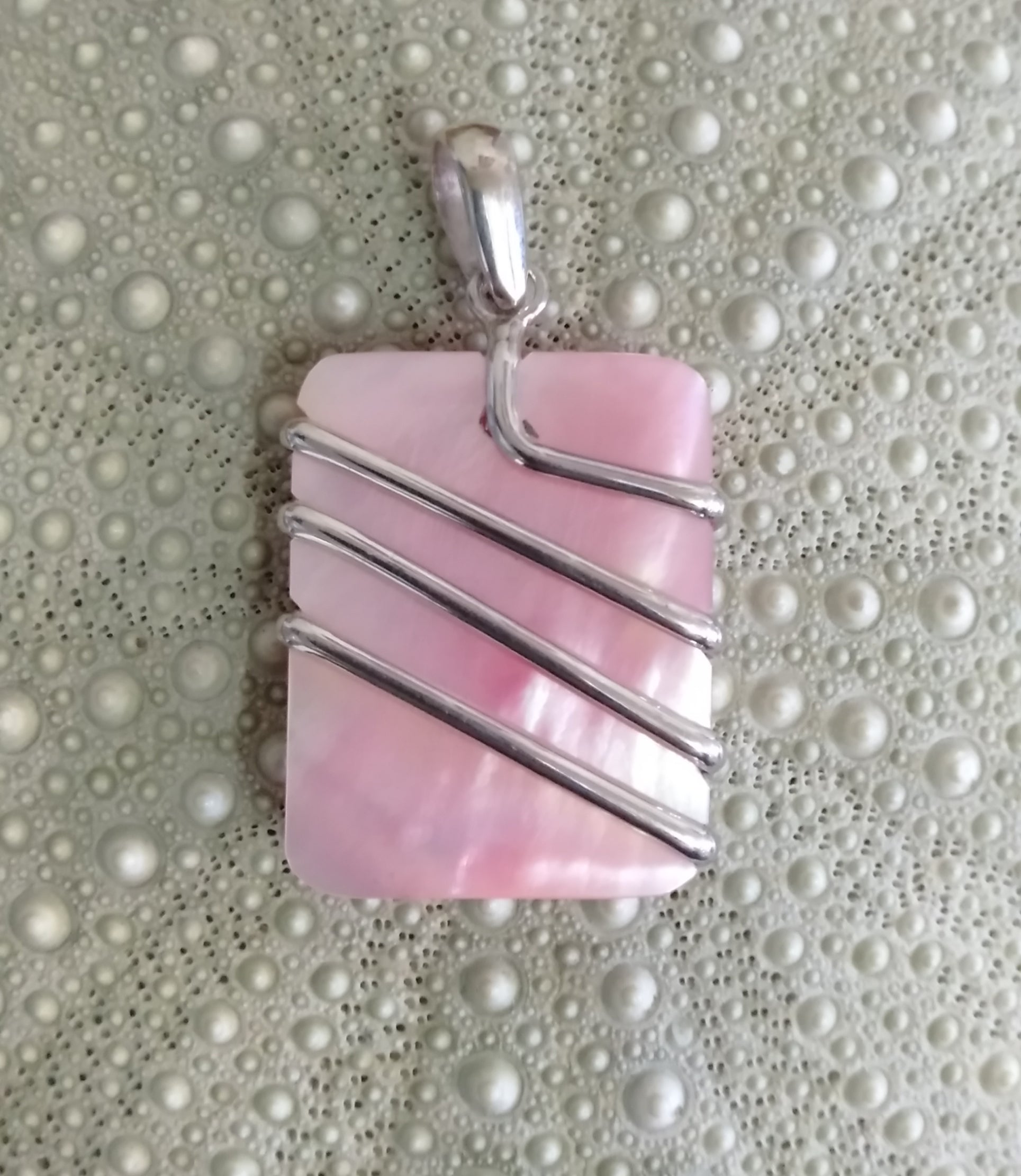 Rectangle Pink Shell Pendant from Pacific Jewel - Southern Paua New Zealand